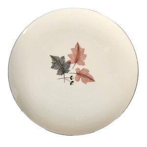 Trio by Lenox X-446  Gray & Pink Leaves, Coupe, Platinum Trim 1954-1968 MCM